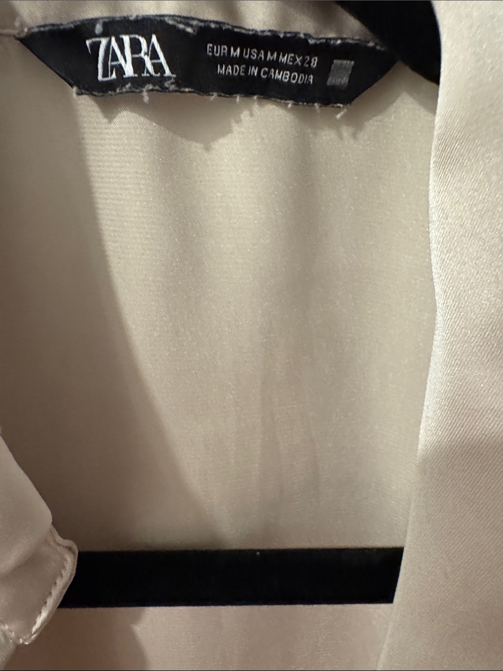 Zara Satin Button-Down Blouse in Light Beige - Picture 3 of 3